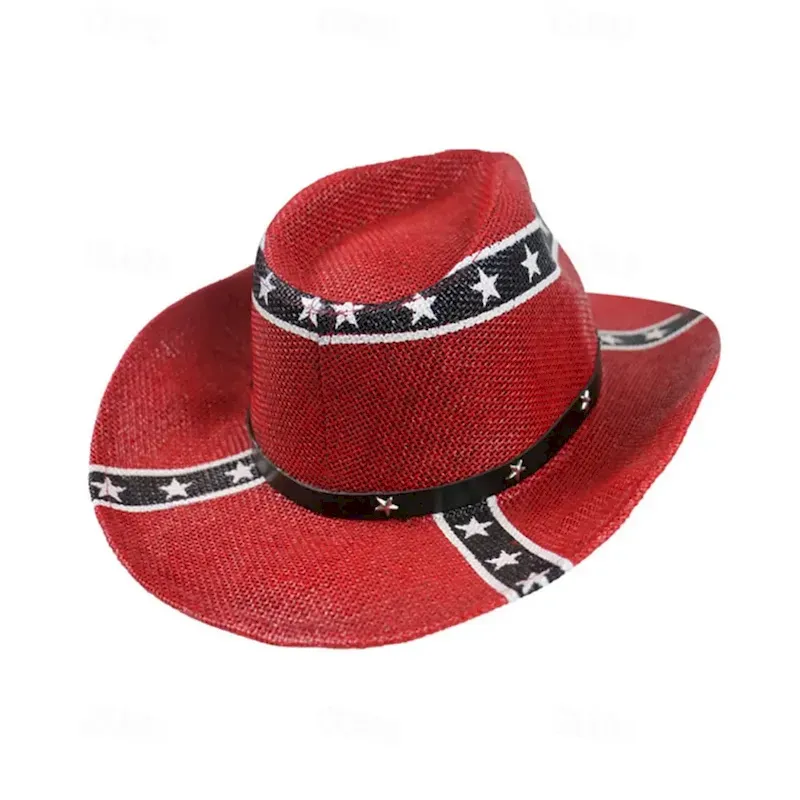 ciljlj1681956464140.webp Men's Kentucky Derby Hat Cowboy Hat Black Yellow Polyester Print Stylish Travel Western Cowboy Outdoor Vacation Flag Breathable 2025 - Image 1