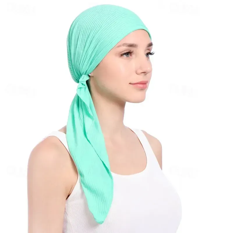 inicot1657098997227.webp New Elastic Cotton Solid Color Wrap Head Scarf Hats Muslim Turban Bonnet For Women Inner Hijab Hat Fashion Female Turbantes Caps 2025 - Image 1