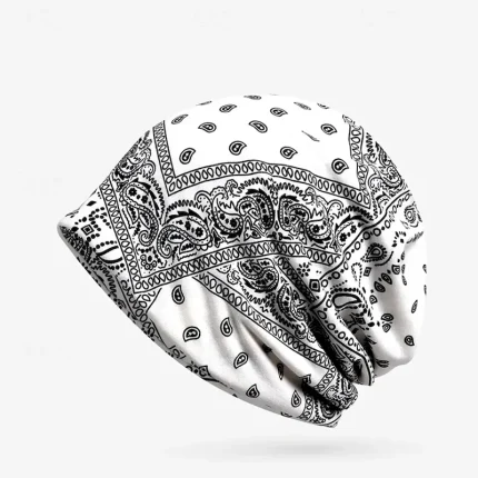 Unisex Beanie Hat Knit Beanie Black White Polyester Print Travel Outdoor Vacation Pattern Windproof Warm 2025