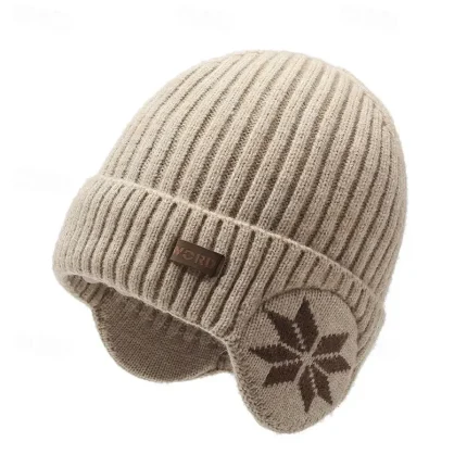 Men's Unisex Beanie Hat Winter Hats Beanies Skull Cap Knit Hat Iron Gray Black Polyester Knitted Cozy Daily Wear Going out Snowflake Warm 2025